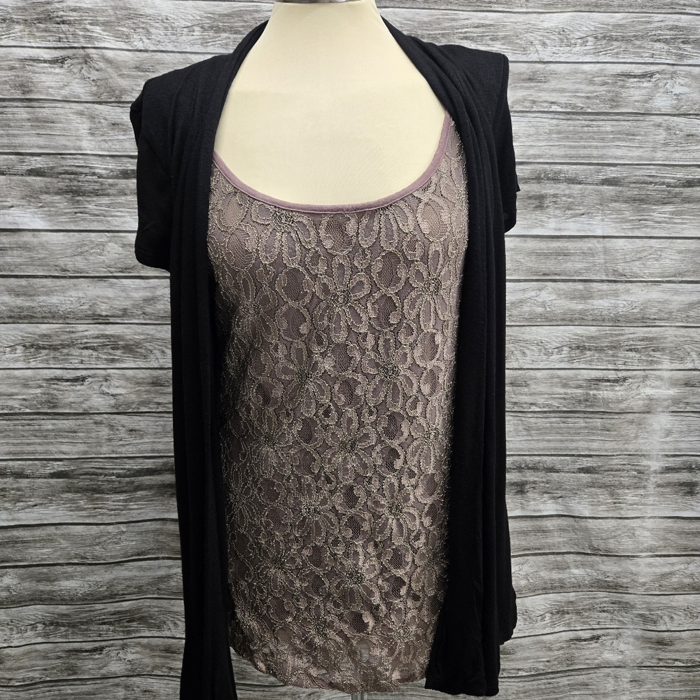 Lavish black and tan maternity top